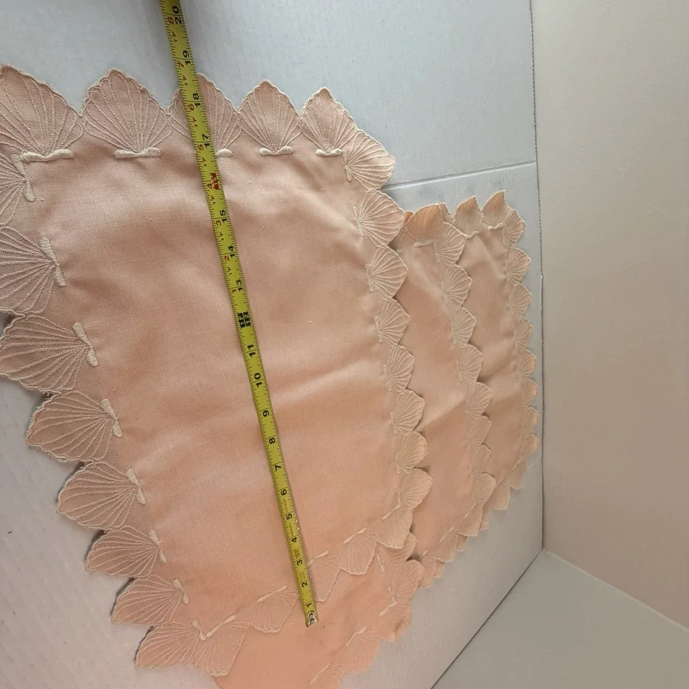 Vintage Pink Embroidered Linen Placemats Set Of 5